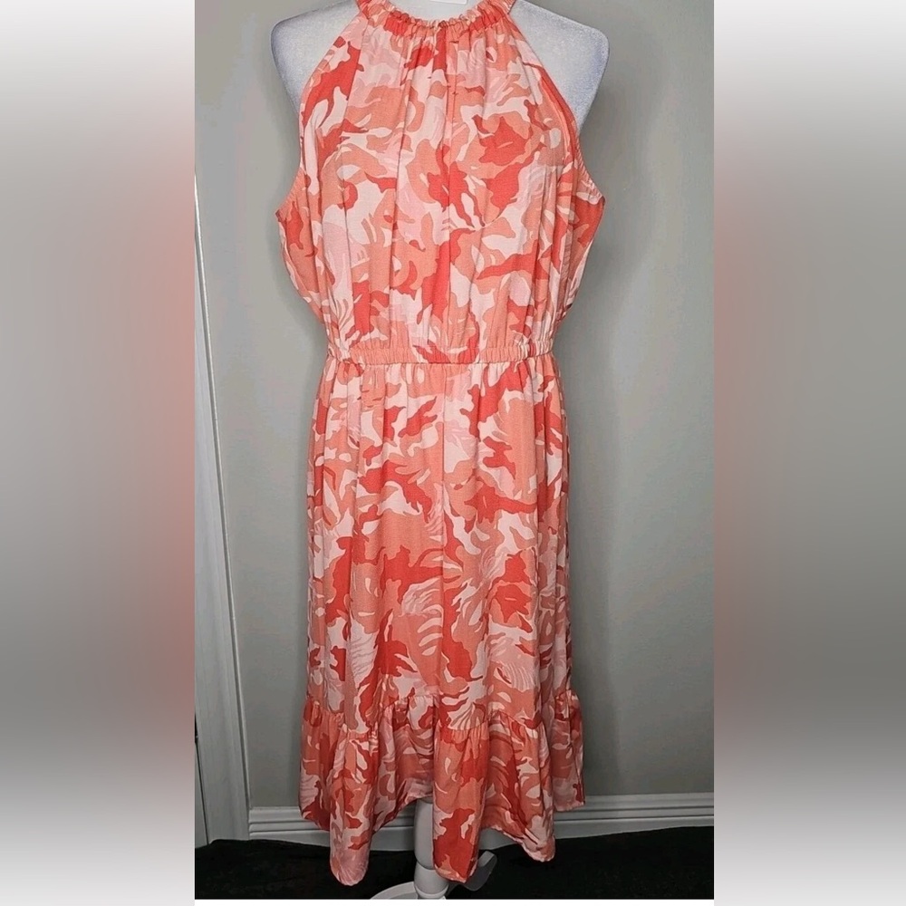 Nine West Pink and Coral High/Low Midi Dress